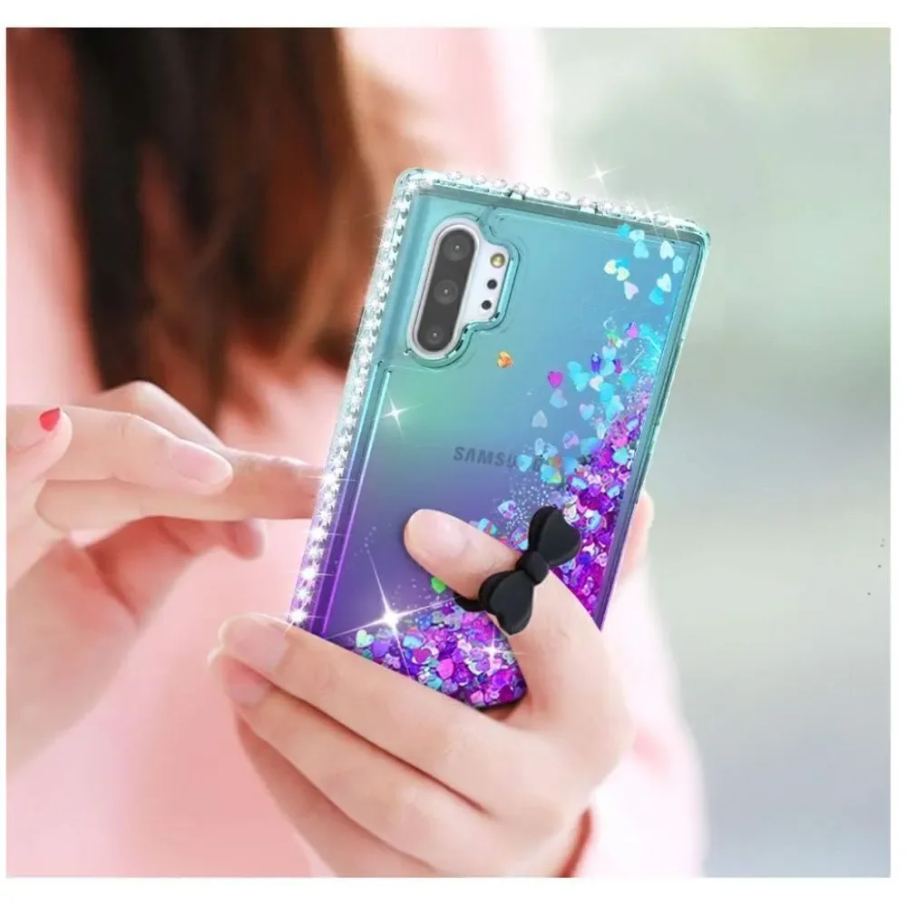 NEW LeYi NOTE 10 PRO  Case W/ 2 Tempered Glass Protectors Teal Glitter